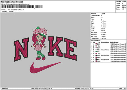 Nike Strawberry V3a Embroidery File 6 sizes