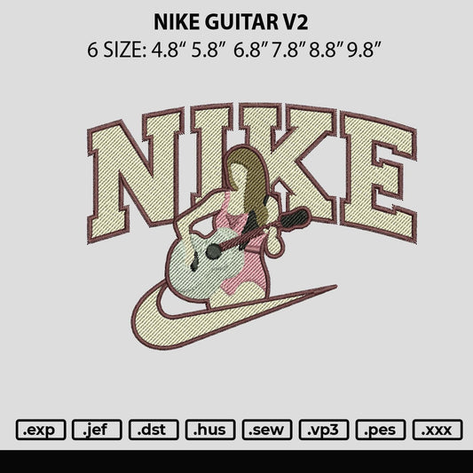 Nike Taylor Guitar V2 Embroidery File 6 sizes