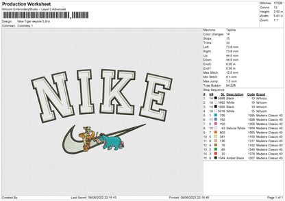 Nike Tiger Eeyore Embroidery File 4 size
