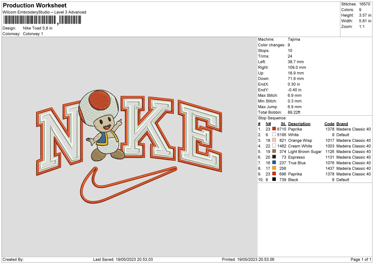 Nike Toad Embroidery File 6 sizes