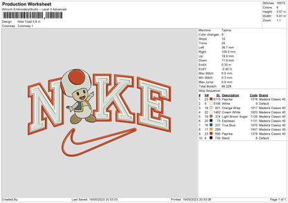 Nike Toad Embroidery File 6 sizes