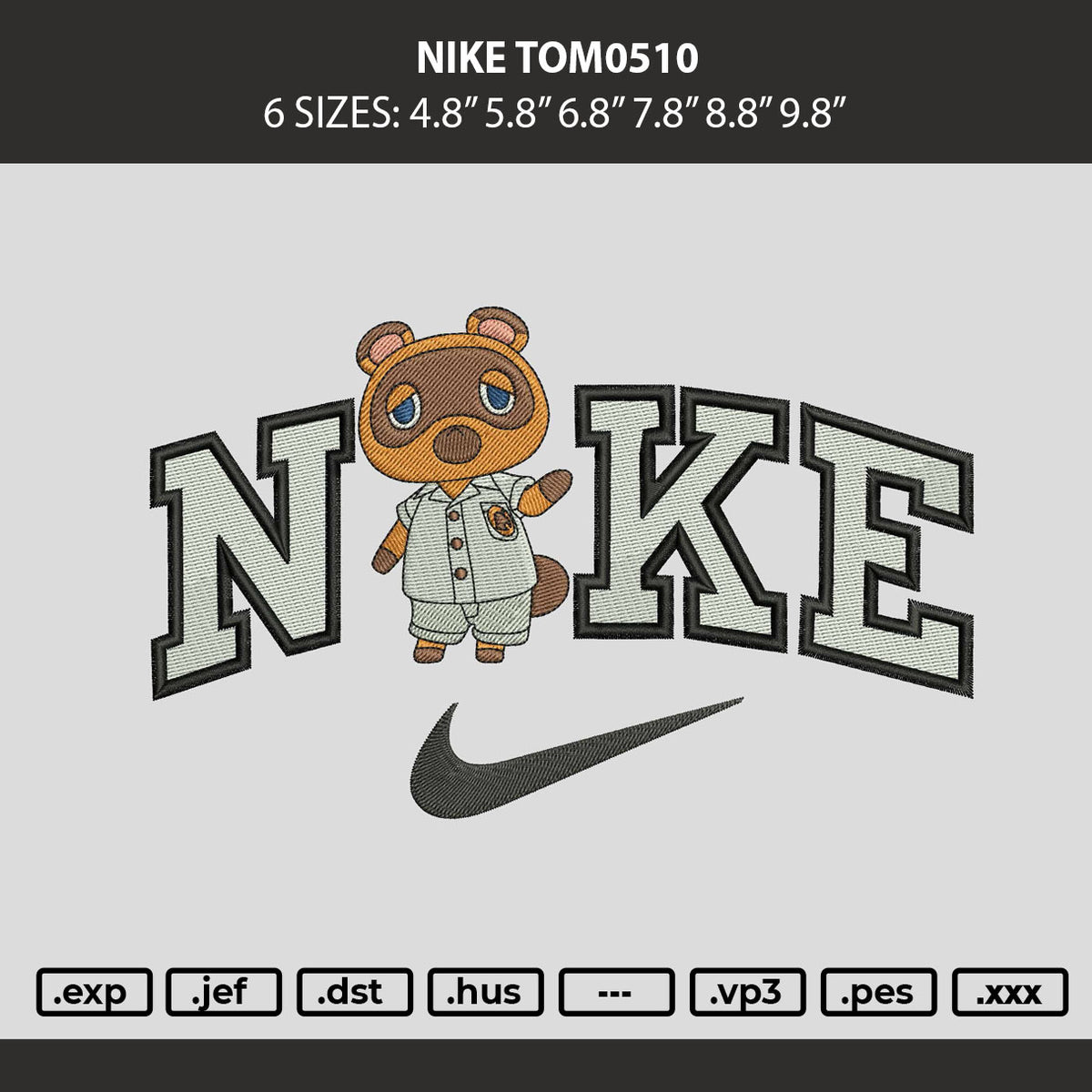 Nike Tom0510 Embroidery Machine Design File 6 sizes