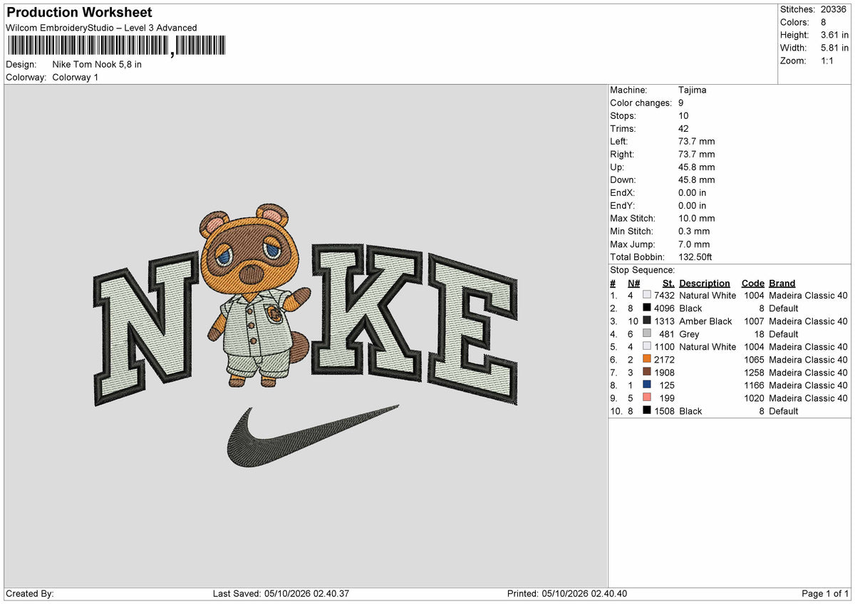 Nike Tom0510 Embroidery Machine Design File 6 sizes