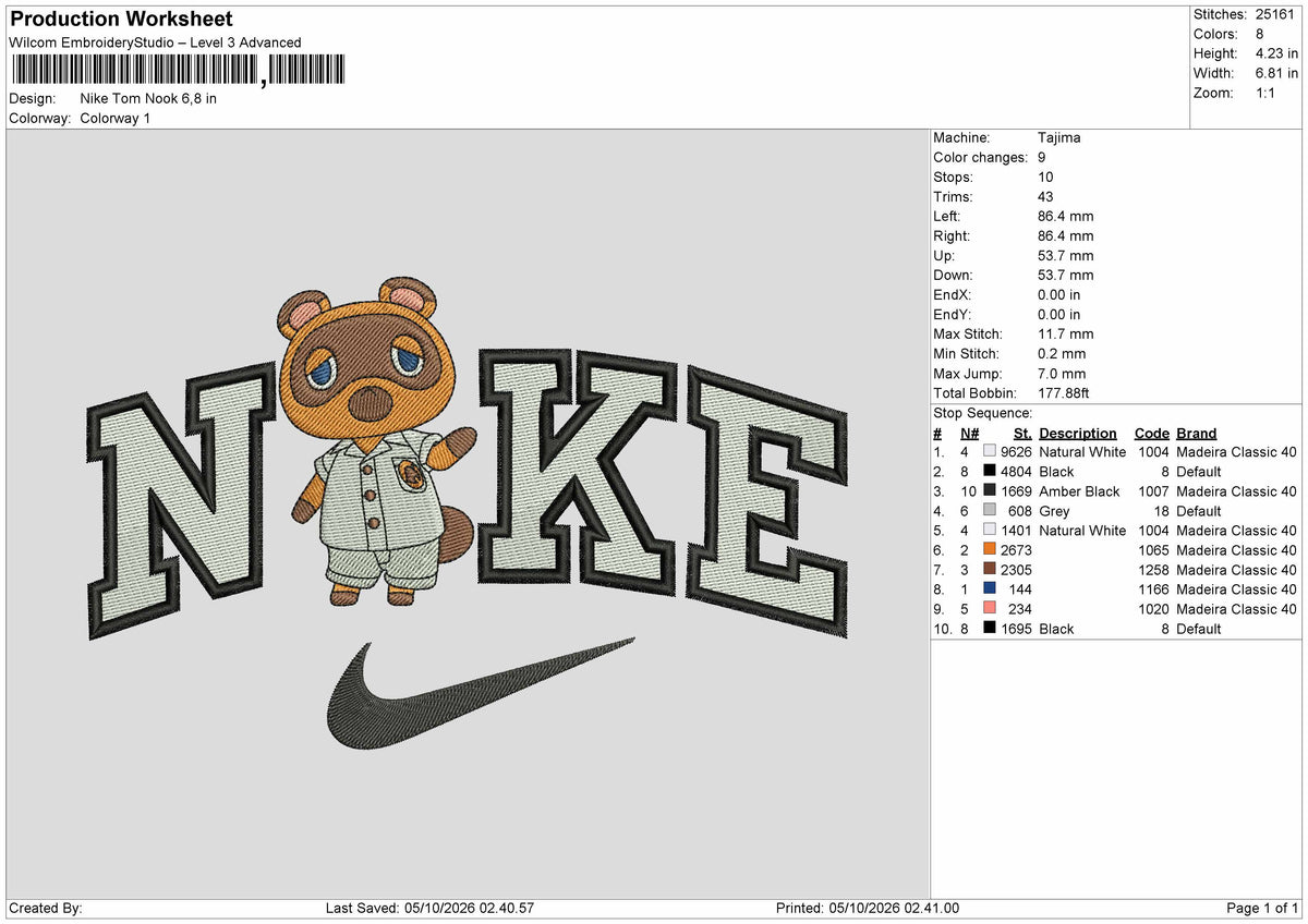 Nike Tom0510 Embroidery Machine Design File 6 sizes