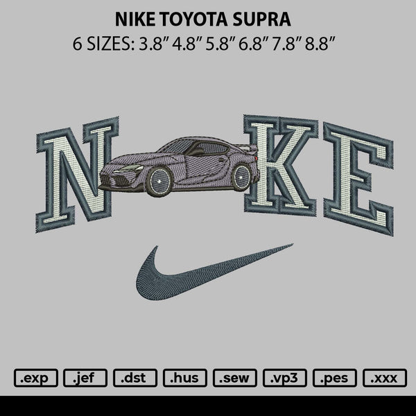 Nike Toyota Supra Embroidery File 6 sizes