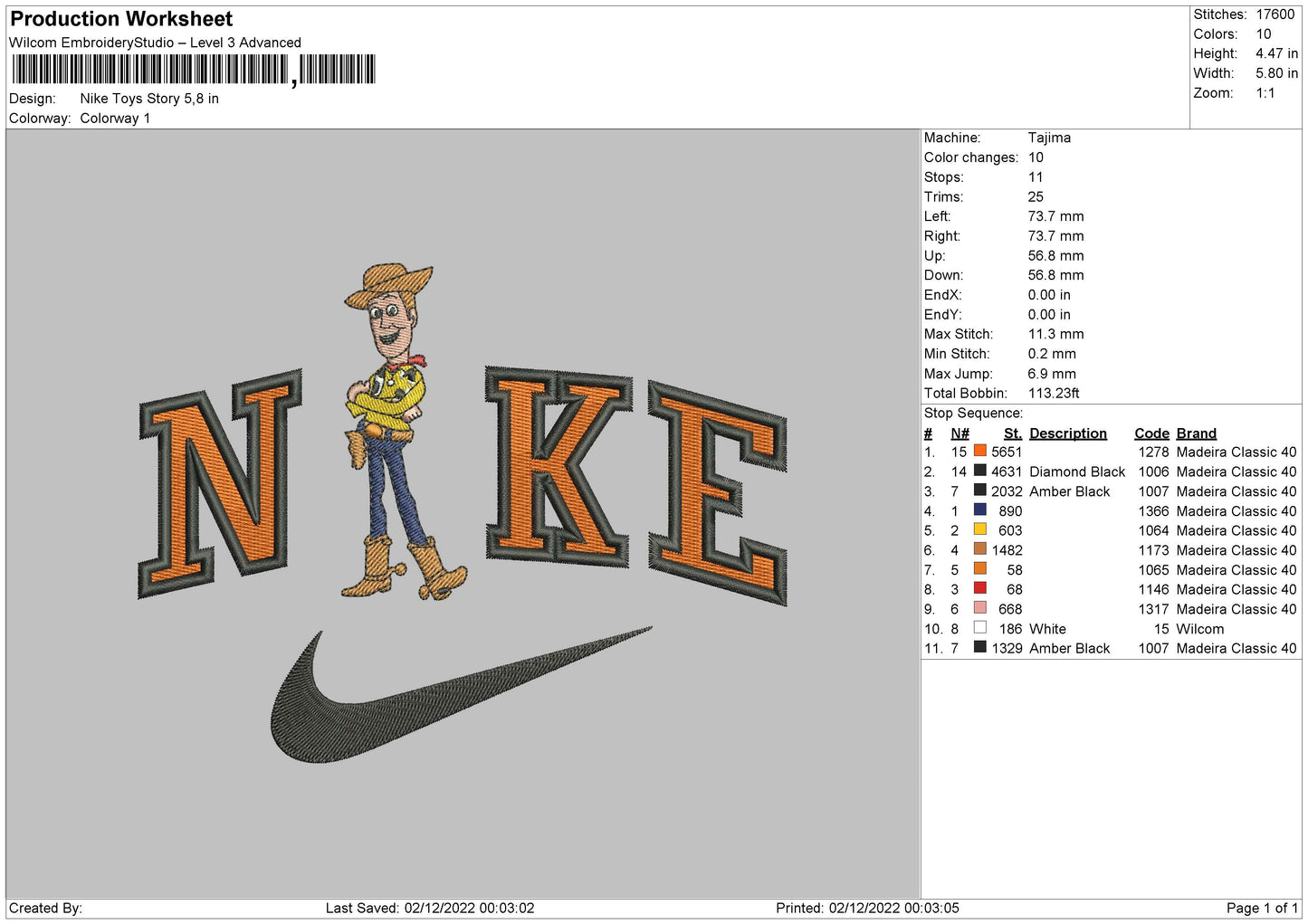 Nike TS Embroidery File 6 sizes