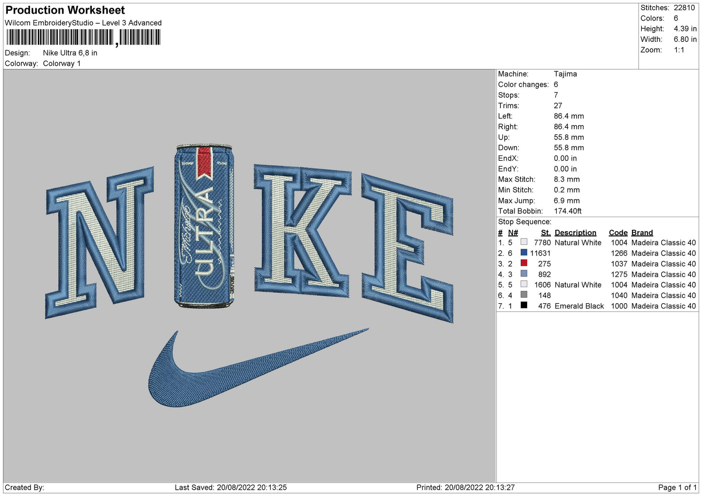 Nike Ultra Embroidery File 5 sizes