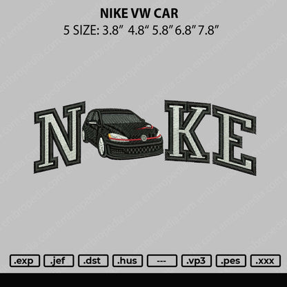 Nike Vw Car Embroidery File 5 sizes