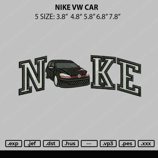 Nike Vw Car Embroidery File 5 sizes