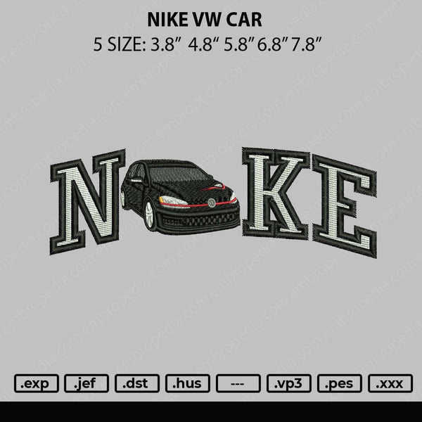 Nike Vw Car Embroidery File 5 sizes