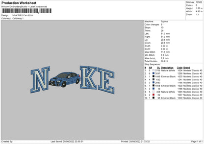 Nike Wrx Car Embroidery File 5 sizes