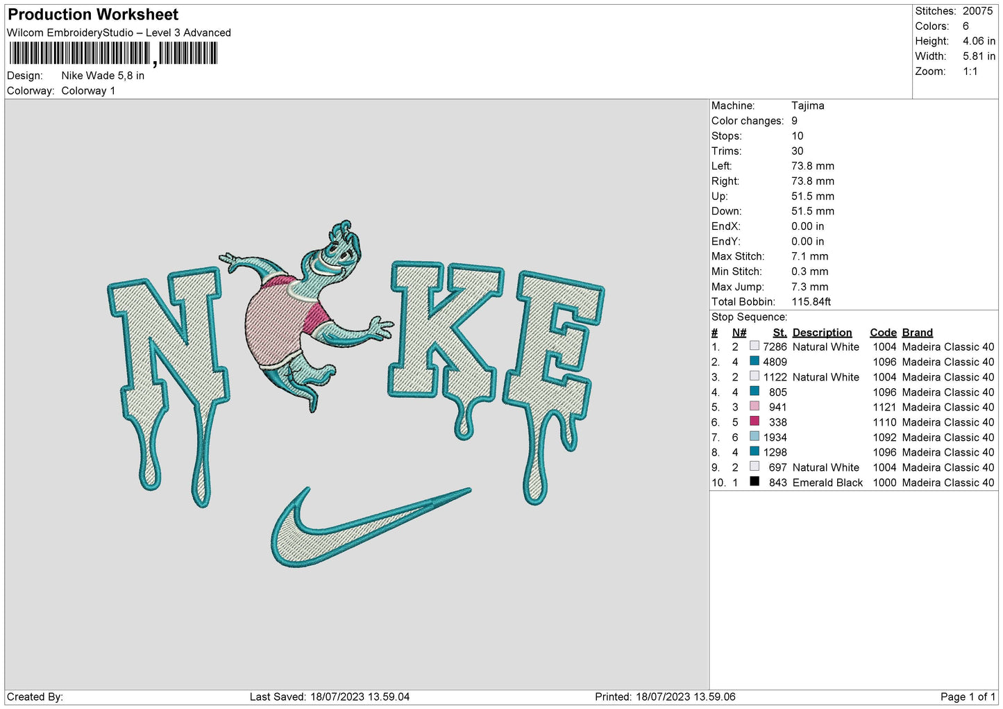 Nike Wade Embroidery File 6 sizes
