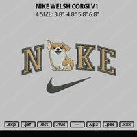 Nike Welsh Corgi V1 Embroidery File 4 sizes