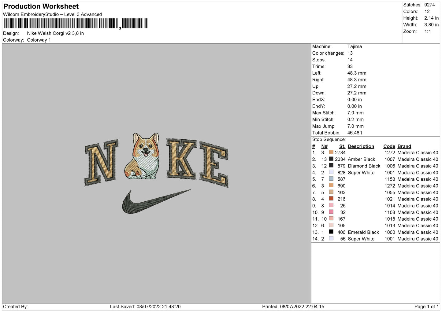 Nike Welsh Embroidery File 4 sizes