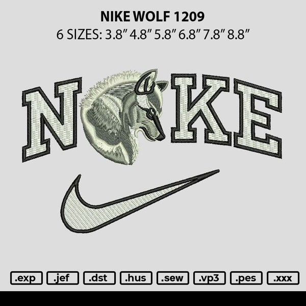 Nike Wolf 1209 Embroidery File 6 sizes