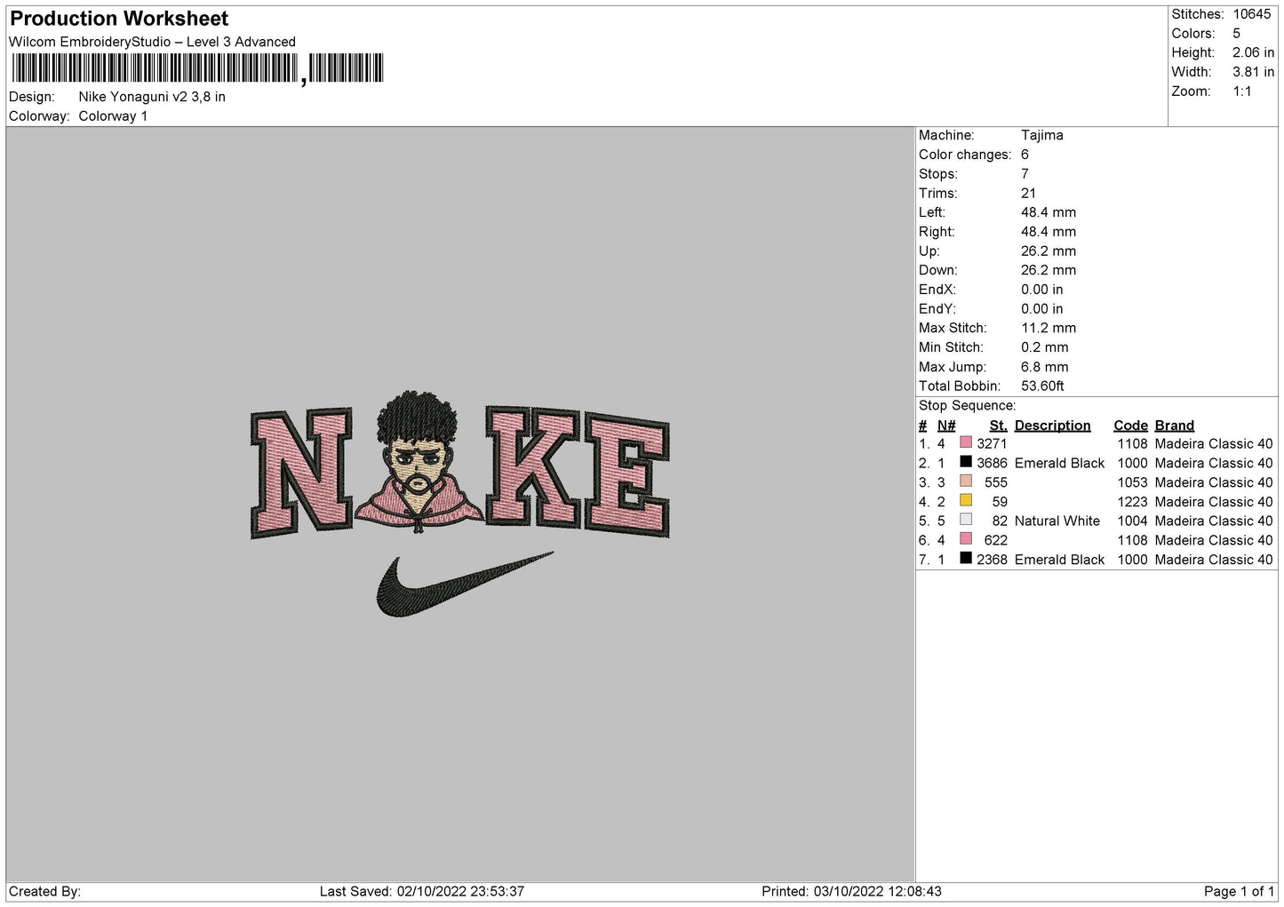 Nike Yonaguni V2 Embroidery File 5 sizes