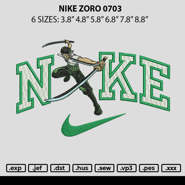 Nike Zoro 0703 Embroidery File 6 sizes