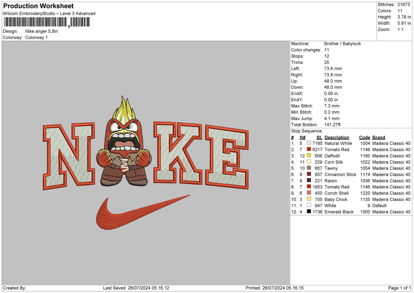 Nike Anger Embroidery File 6 sizes
