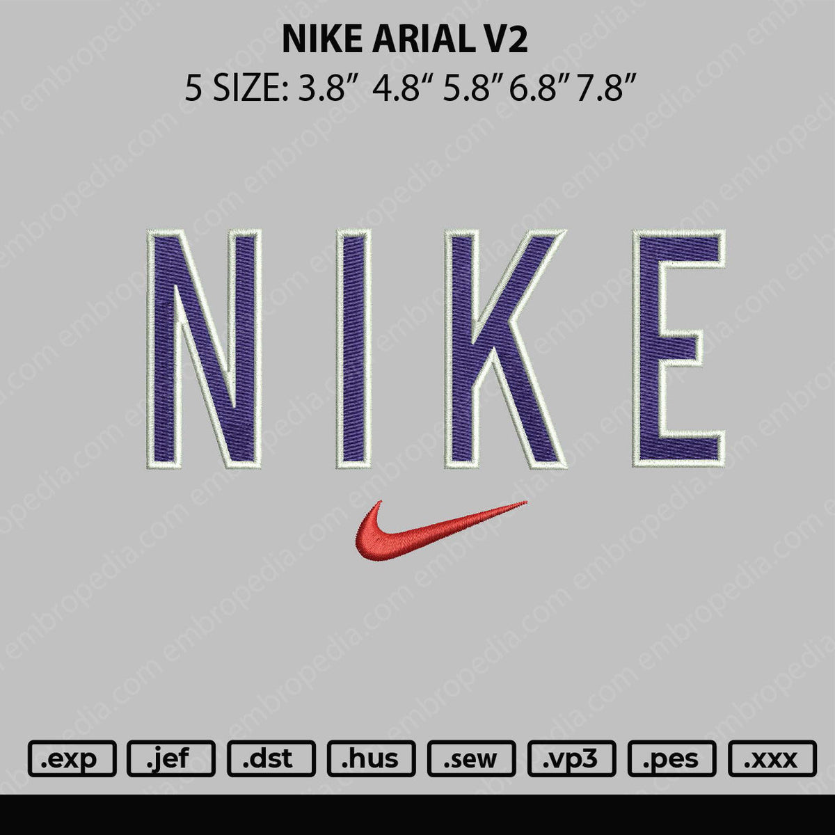 Nike Arial V2 Embroidery File 5 sizes