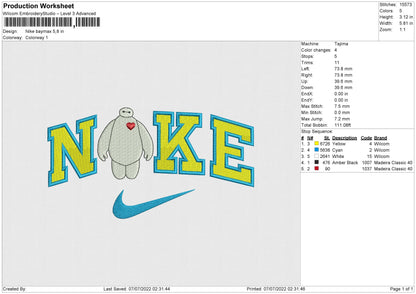 Nike baymax Embroidery Design