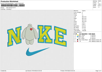 Nike baymax Embroidery Design