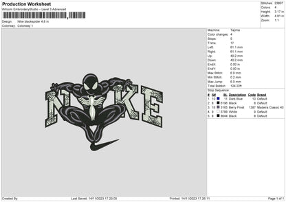 Nike Blackspider Embroidery File 6 sizes