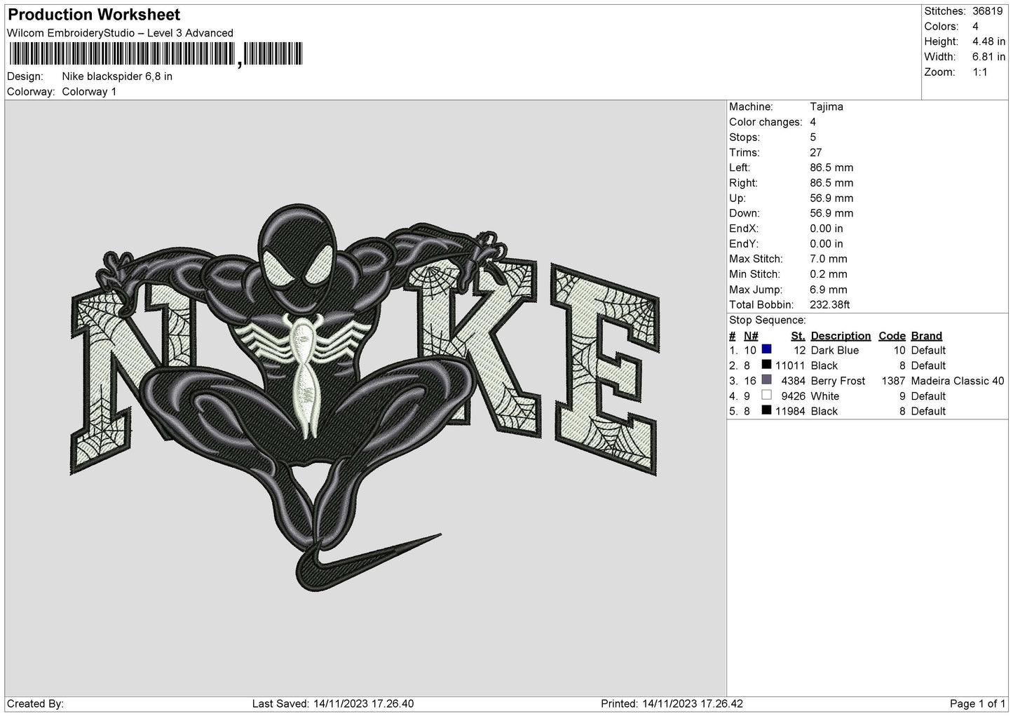 Nike Blackspider Embroidery File 6 sizes