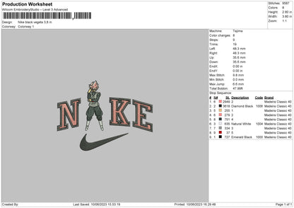 Nike Black Vegeta Embroidery File 6 sizes