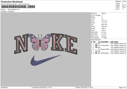 Nike Butterfly 02 Embroidery File 6 sizes