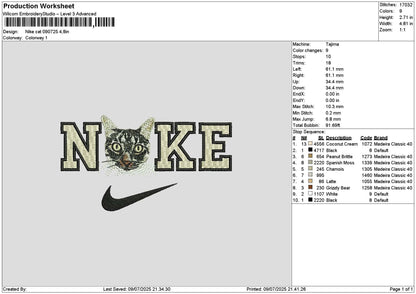 Nike Cat 0907 Embroidery File 6 sizes