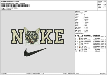 Nike Cat 0907 Embroidery File 6 sizes