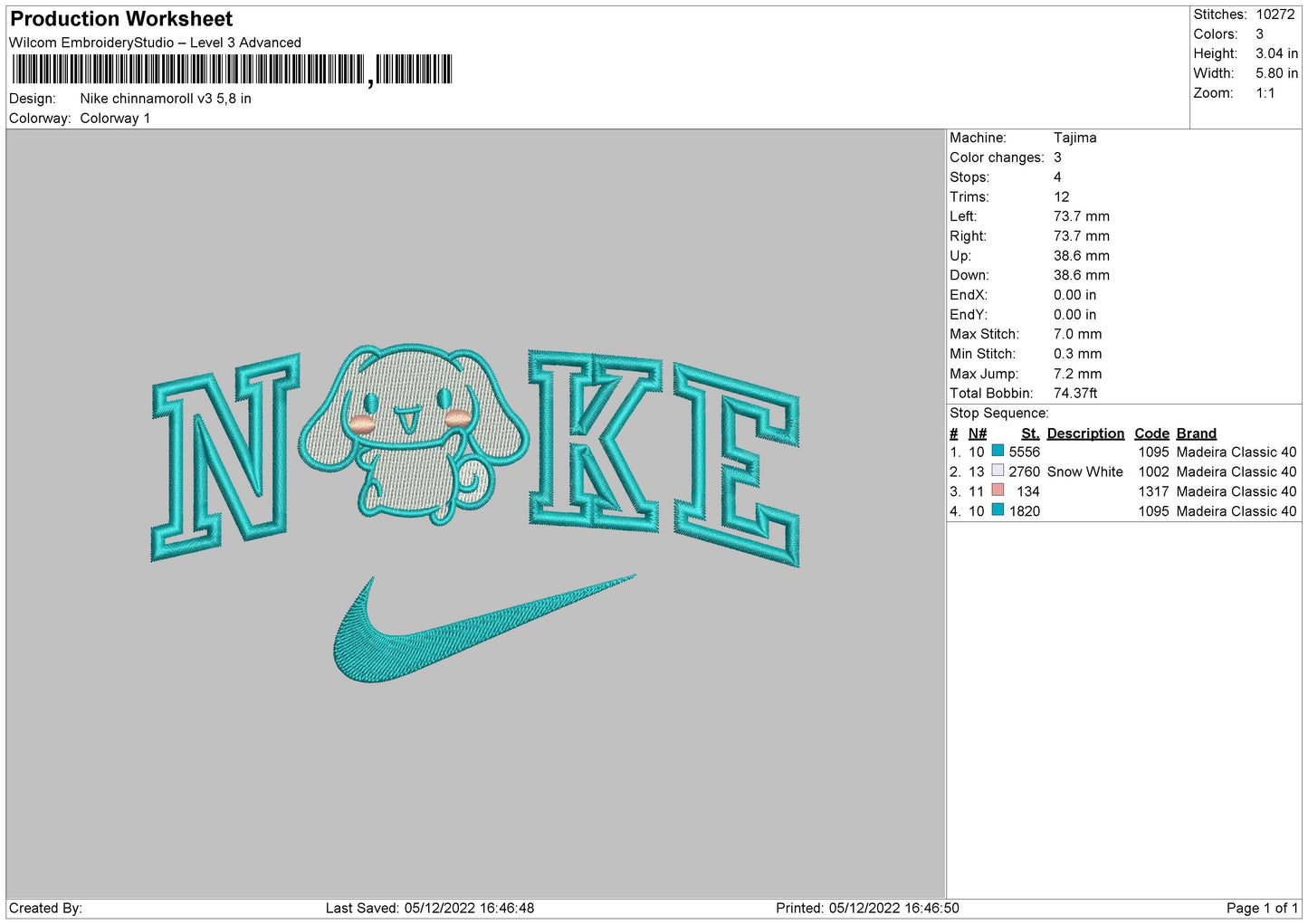 Nike ChinnamoV3 Embroidery File 6 sizes
