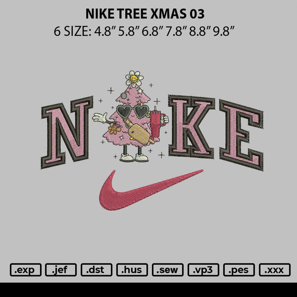 Nike Tree Xmas 03 Embroidery File 6 sizes