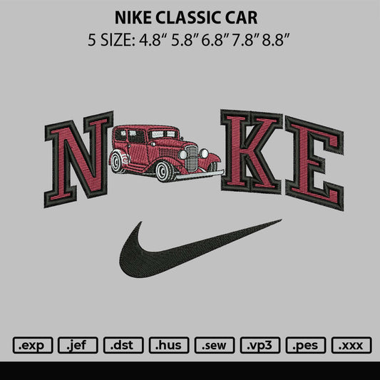 Nike Classic Car Embroidery File 6 sizes