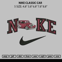 Nike Classic Car Embroidery File 6 sizes