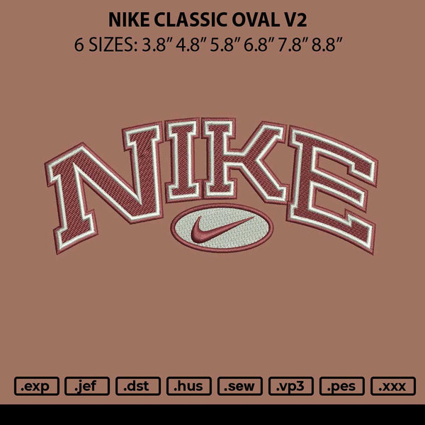 Nike Classic Oval v2 Embroidery File 6 sizes