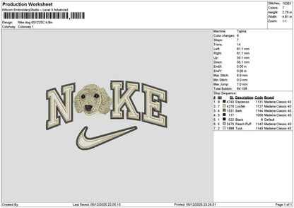 Nike Dog 0512c Embroidery File 6 sizes