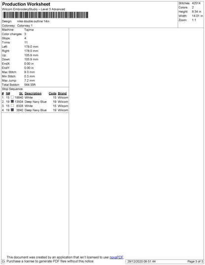 Nike Double Outline Embroidery File 11 Size