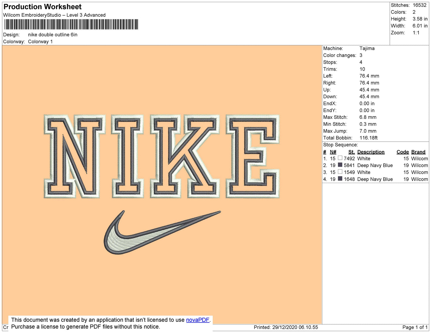 Nike Double Outline Embroidery File 11 Size