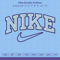 Nike Double Outlines Embroidery File 8 Size