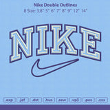 Nike Double Outlines Embroidery File 8 Size