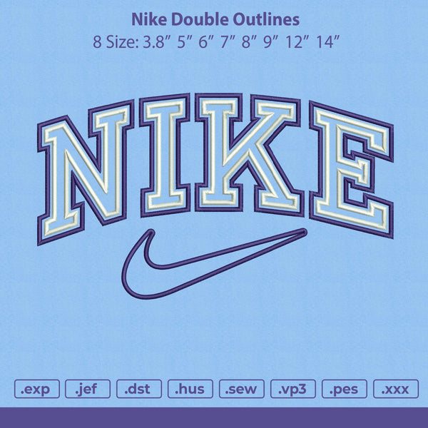 Nike Double Outlines Embroidery File 8 Size