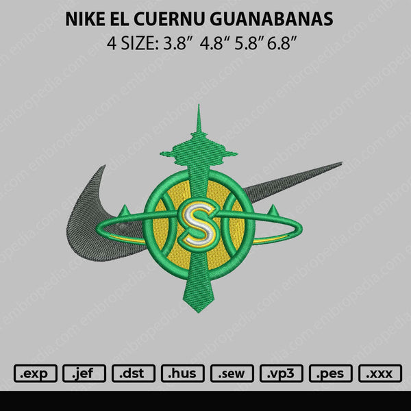 Nike El Cuernu Guanabanas Embroidery File 4 size