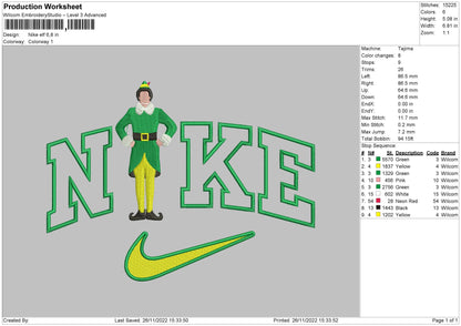 Nike Elf Embroidery File 6 sizes
