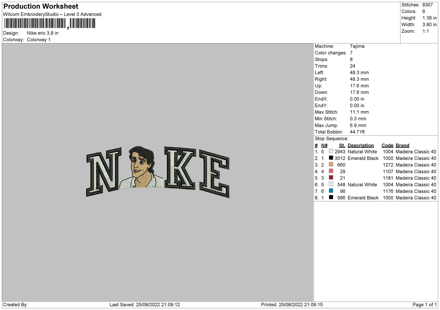 Nike Eric Embroidery File 5 sizes