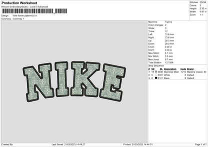 Nike Flower Pattern Embroidery File 6 sizes