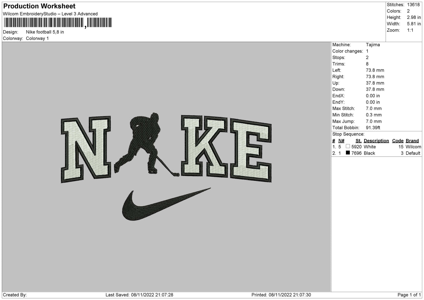 Nike Hockey Embroidery File 5 sizes