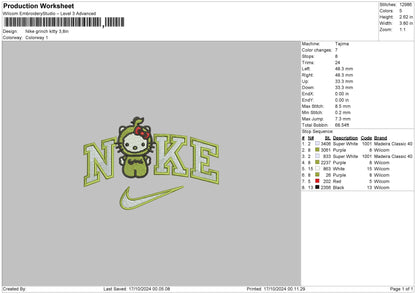 Nike Grinchkitty Embroidery File 6 sizes
