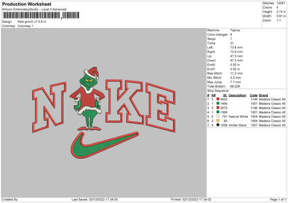 Nike Grinch V7 Embroidery File 6 sizes