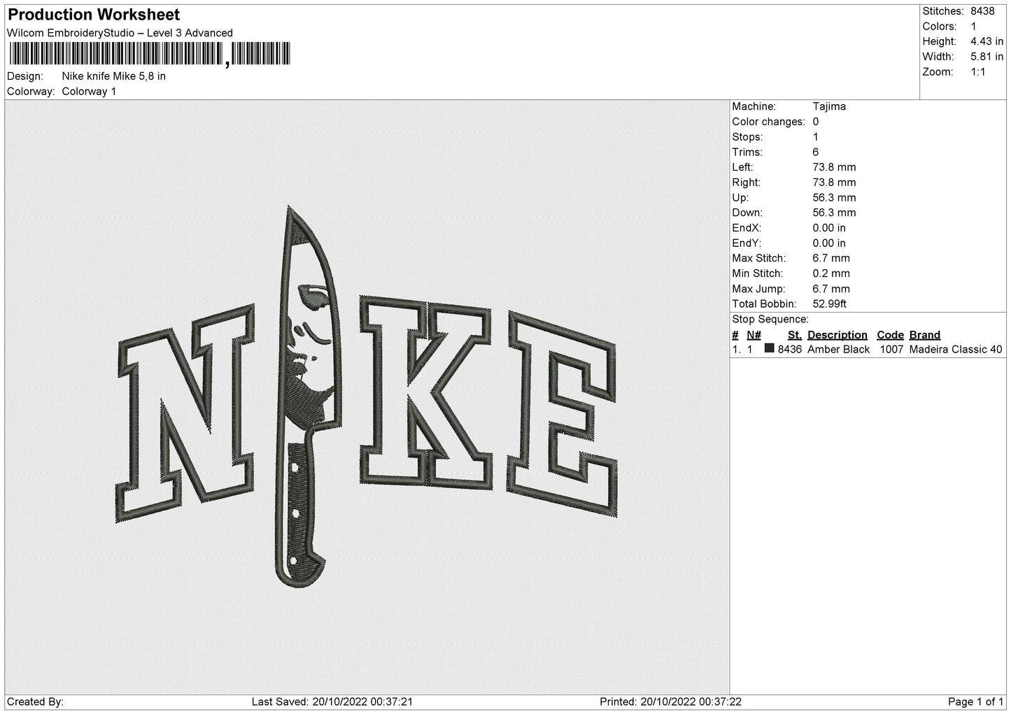 Nike Knife Mike Embroidery File 6 sizes
